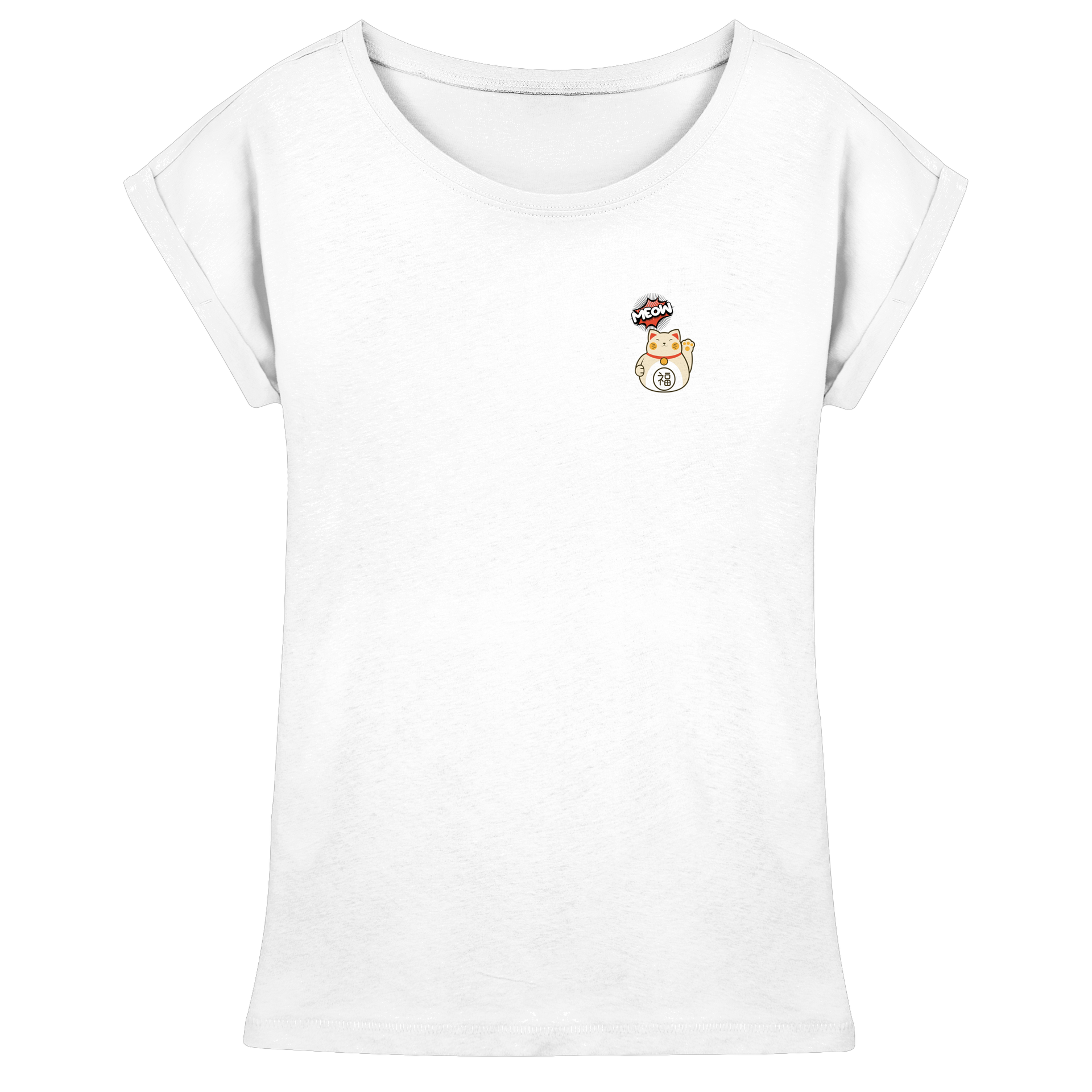 MEOW - Lucky Cat - Womens Extended Shoulder T-Shirt